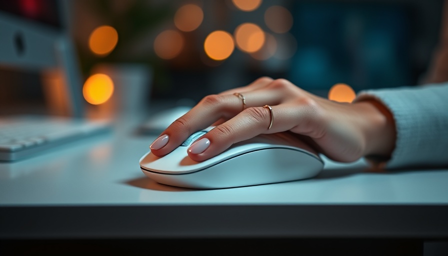 Close-up of hand using computer mouse, PPC advertising for orthodontic practices.