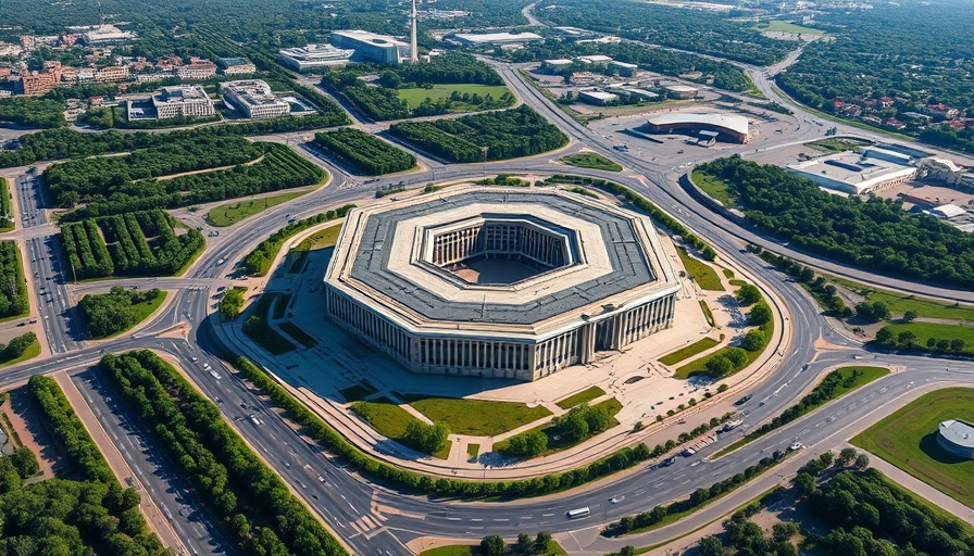 Aerial view of Pentagon highlighting infrastructure and surroundings.