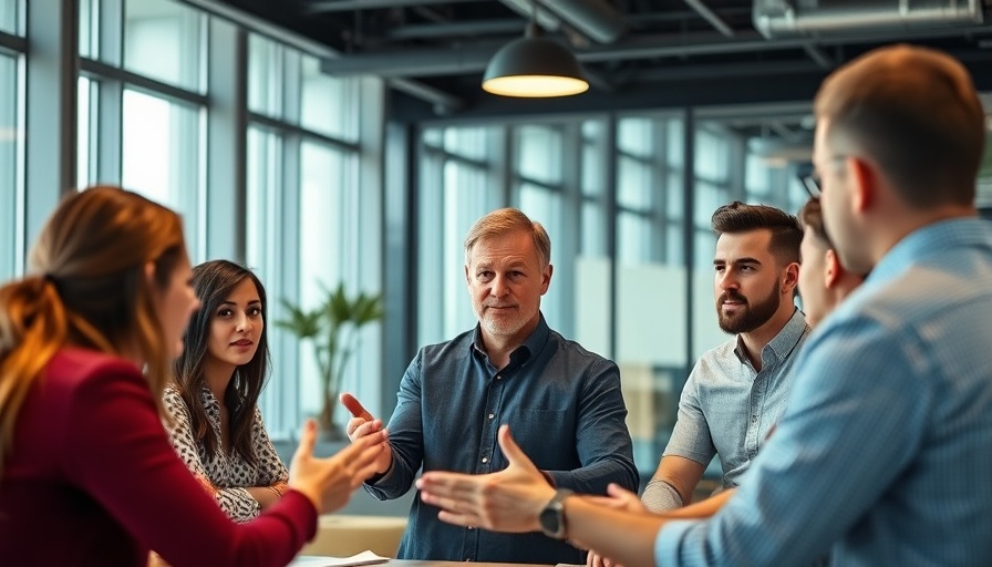 Agile Leadership spotlight team discussion in modern office.