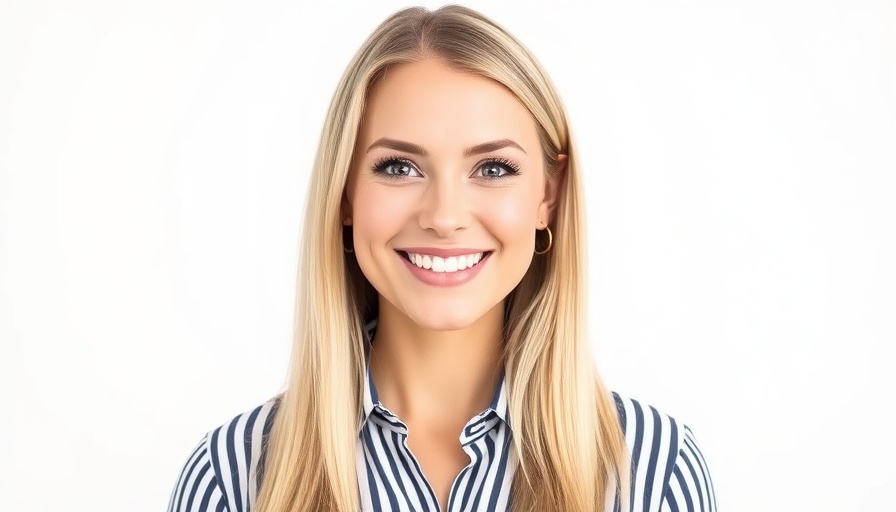 Smiling professional woman, representing summer marketing strategies.