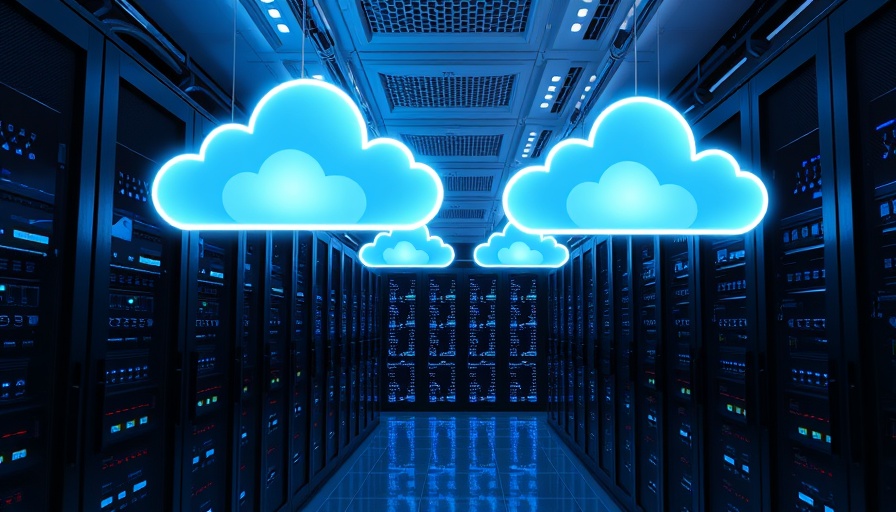 Futuristic server room depicting multicloud deployment with dynamic cloud connectivity.