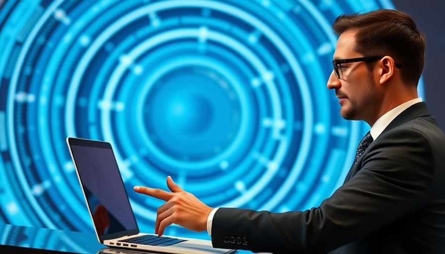 Online reputation management concept with businessman in digital presentation.