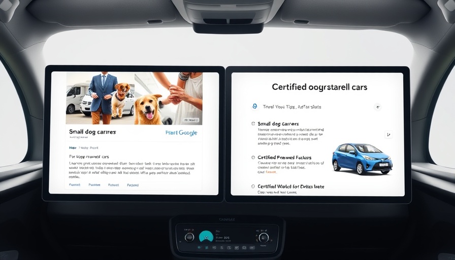 AI-powered Google Ads interface showcasing dog carriers and cars.