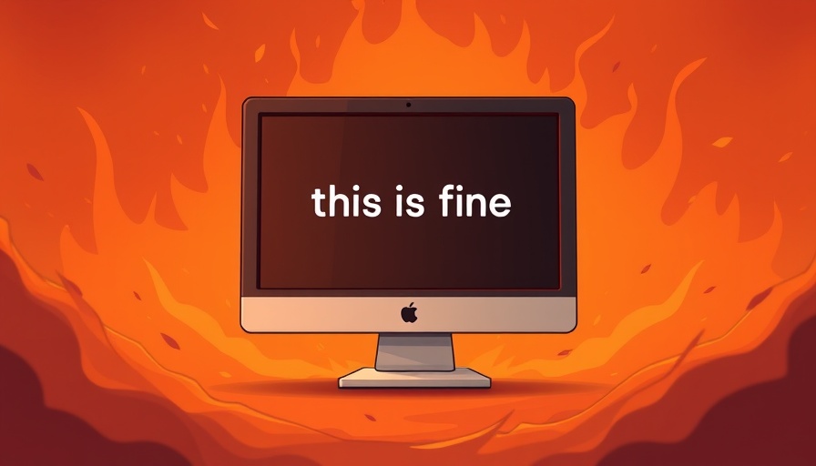 Illustration of monitor with 'this is fine', concept of burnout prevention strategies.