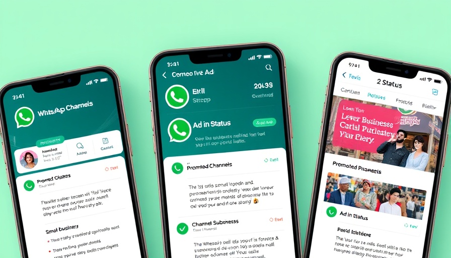 WhatsApp business features for small business ads with phone screens.