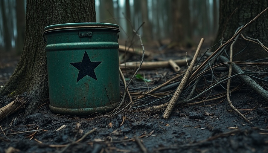 Weathered metal container in a forest for recruitment of Belarusian Citizens backdrop.