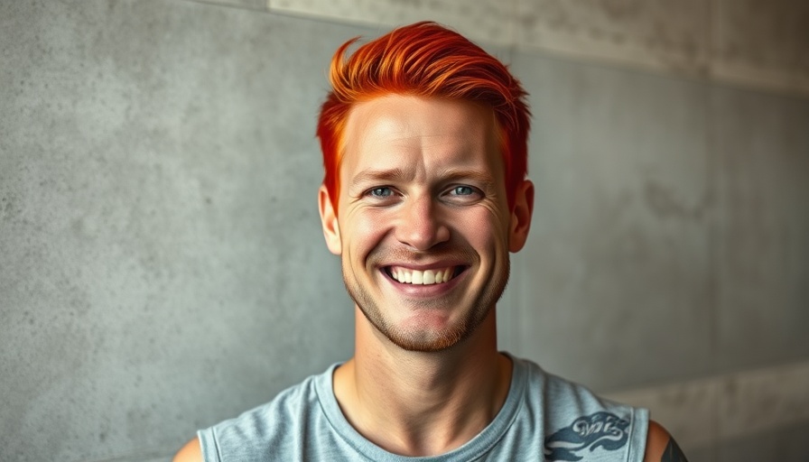 Casual portrait of a man with red hair and tattoos.