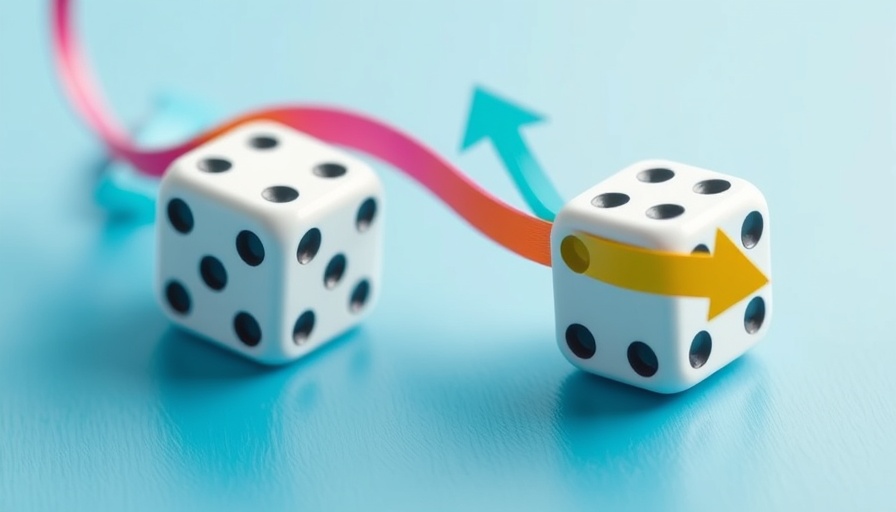 Arrowed dice depicting pharmaceutical ad spending trends growth.