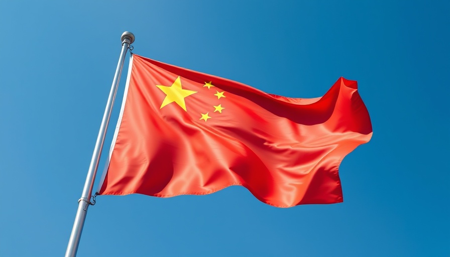 Chinese flag against clear blue sky, Underwater AI Data Centers.