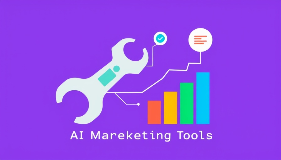 Illustration symbolizing AI marketing tools for small businesses on purple background.