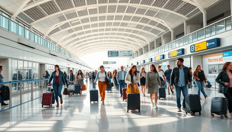 Modern airport terminal with travelers for reputation marketing