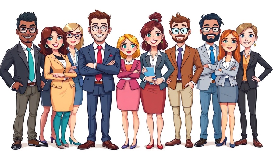 Diverse cartoon professionals representing CEO leadership traits for success.