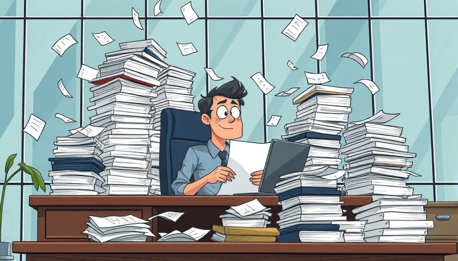 Overworked office worker buried in paperwork, Stop Work Martyrdom.