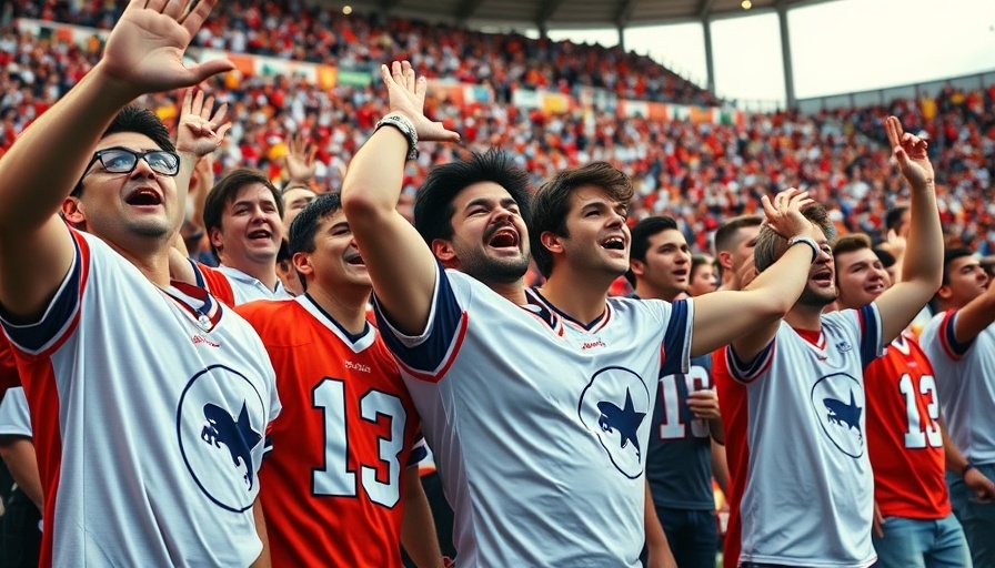 Fans in Steelers throwback uniform cheering at a football game.