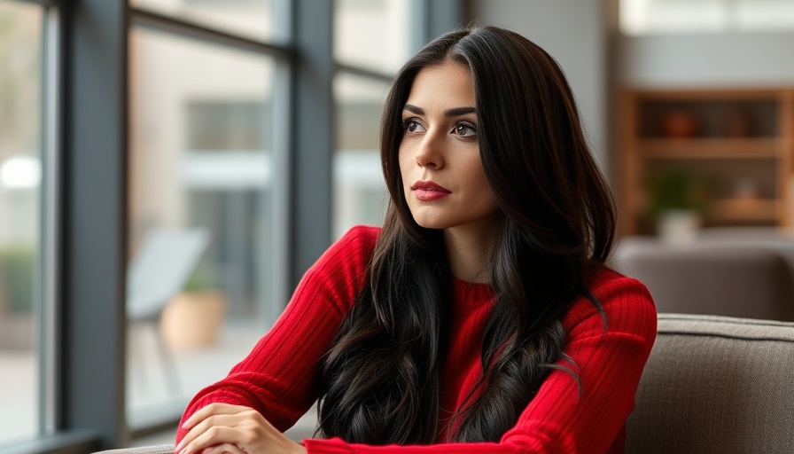 AI Insurance for Businesses: Elegant woman in red sweater on magazine cover.