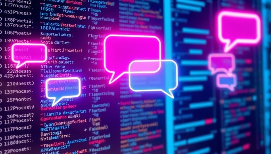 Futuristic neon chat bubbles for AI product development purpose.