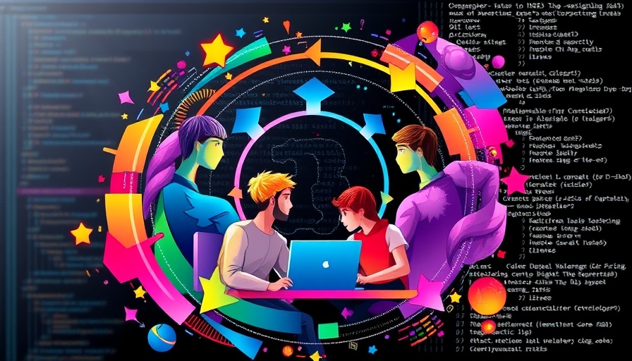 Abstract illustration of developer productivity with colorful elements.