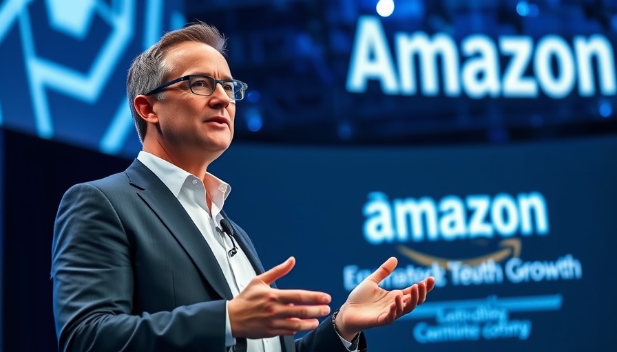 Amazon executive presenting on advertising growth at a tech conference.