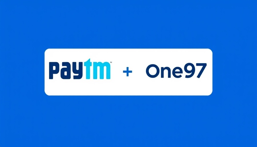Paytm and One97 logos with blue and white background