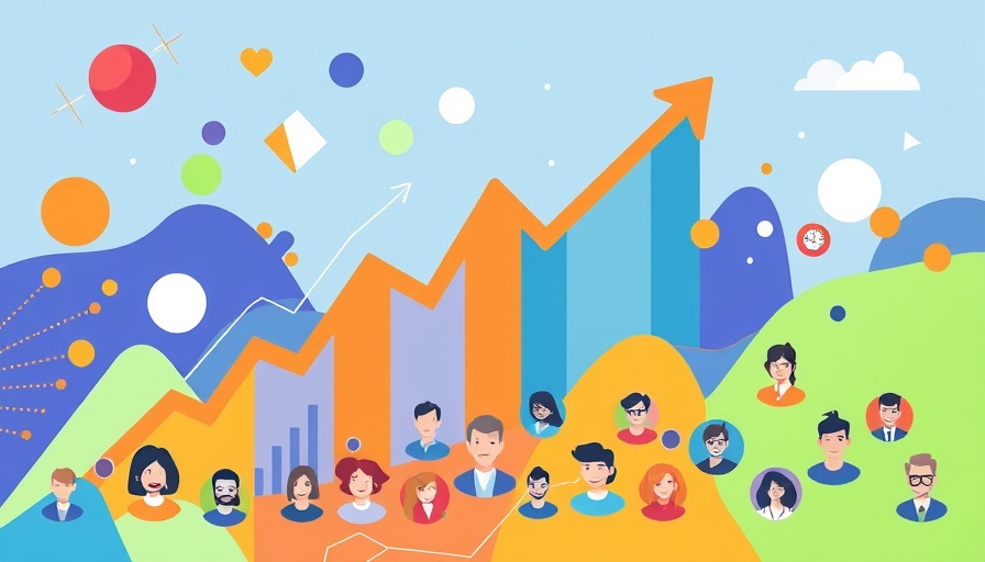 Abstract illustration of Atlassian FY25 growth with charts and teamwork.