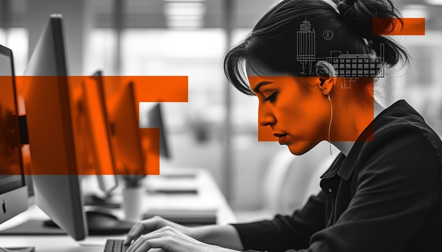 Abstract art of woman at desk representing managing employees with second jobs.