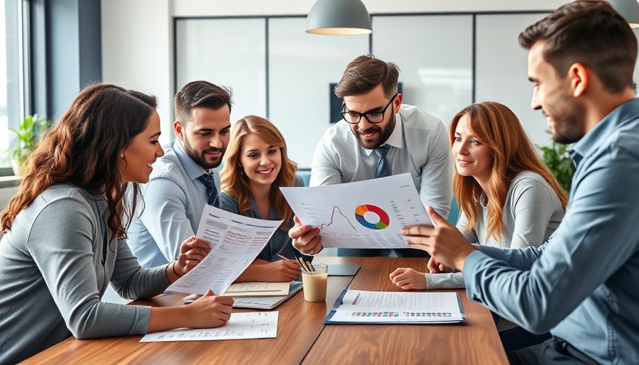 Business team analyzing charts to keep your business profitable during a client drought.