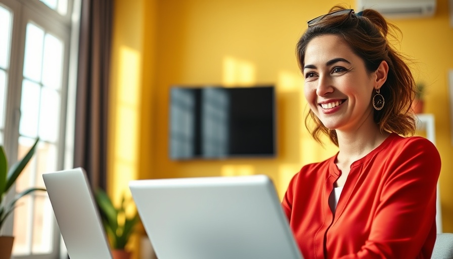 Grassroots Branding and Social Media Success: Virtual event with smiling professional woman in red blouse.