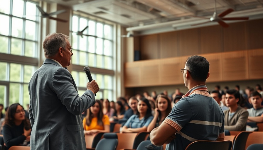 Confident speaker engaging students in educational hall, Ghana