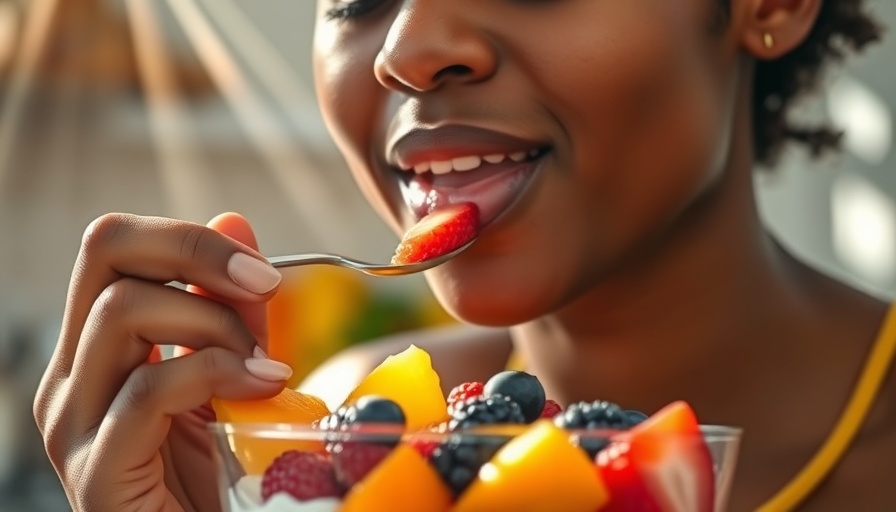 Nutritious fruit and yogurt bowl held by a fit person, highlighting healthy eating.