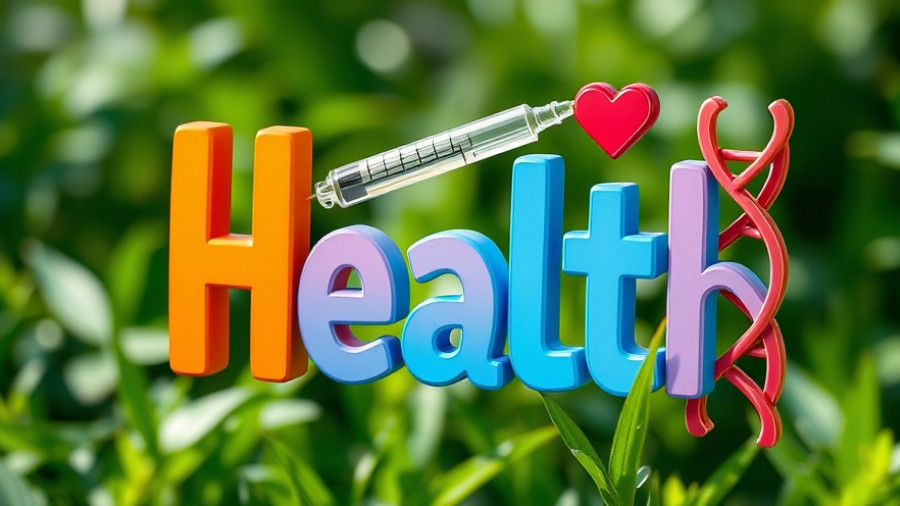 Vibrant morning health theme with symbols and text on grass.