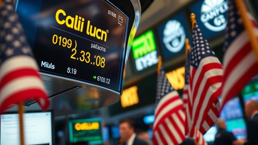 Close-up of Dollar General pricing on stock monitor with trading floor.