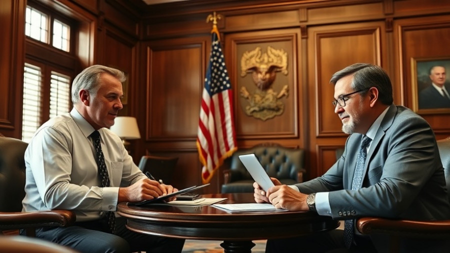 Professional meeting in wood-paneled room, American flag in background, denver news.