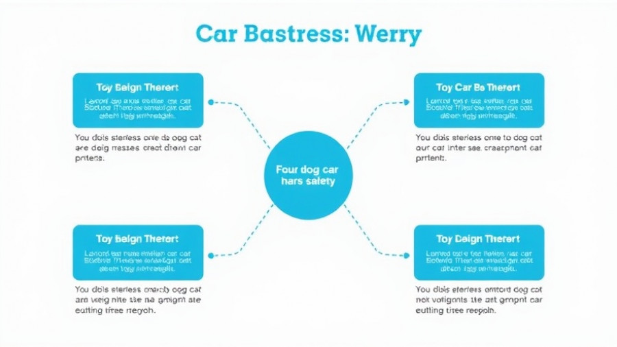 Infographic on dog vehicle safety harness factors with four points.