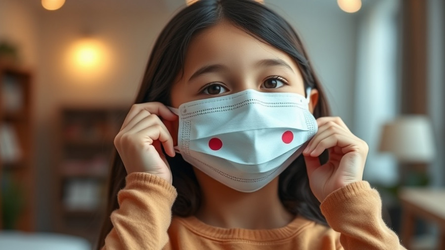 Young girl in Denver health setting with cartoon mask being adjusted.