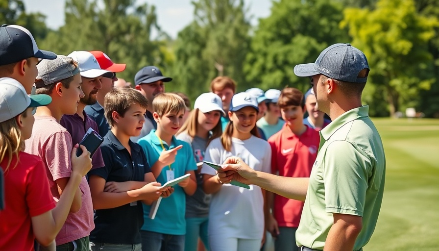 Golfer signing autographs for young fans on a summer day.