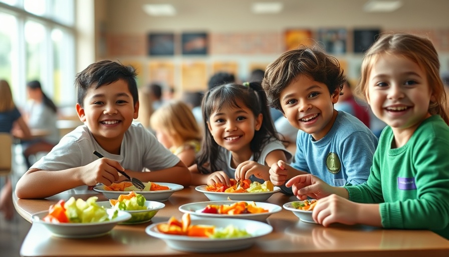 Students enjoying school meals in cafeteria, Colorado ballot initiative school meals funding