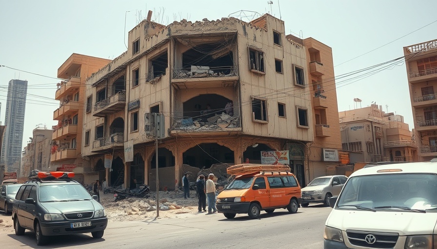 Aftermath of airstrike with damaged building in Doha.