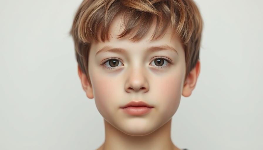 Portrait of a young person with neutral expression against plain background.