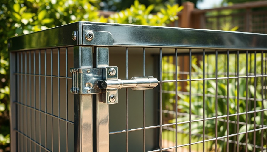 Secure metal dog kennel emphasizing safety with sunlight shadows.