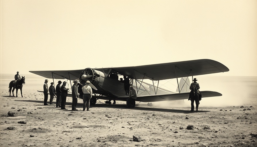 Historical image of an early airplane crash with observers on site.