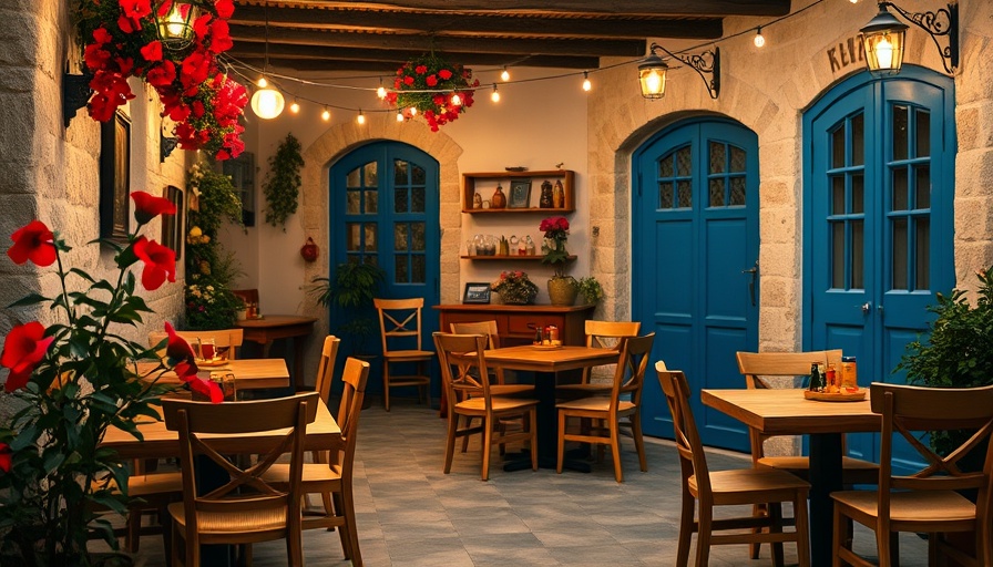 Charming Mediterranean-style dining area at Creates.