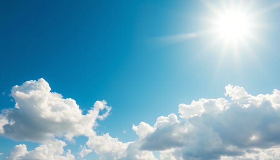 Bright sunny sky with clouds in Monmouthshire weather forecast.