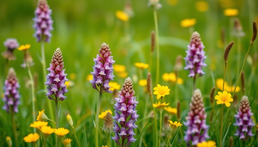 Wild orchids and buttercups in Monmouthshire meadow