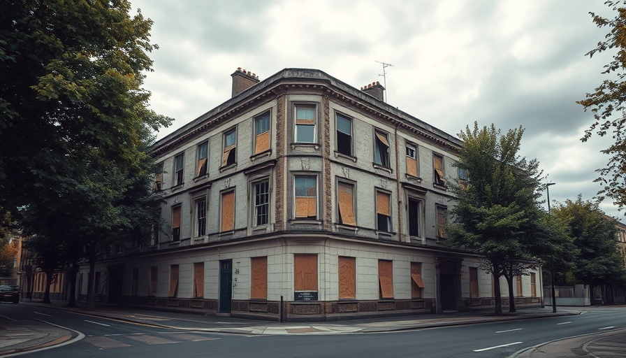 Former Monmouthshire youth hostel, building with boarded windows and cloudy sky.