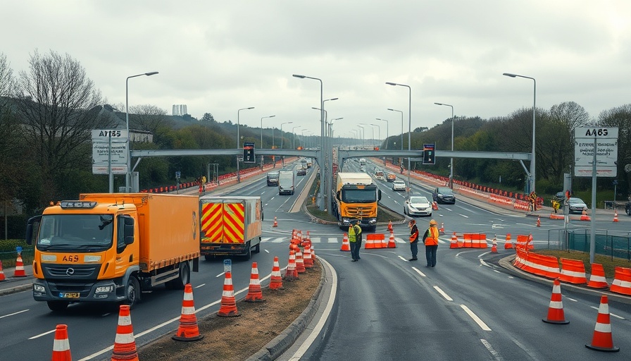 A465 roadworks delays with construction activity and traffic congestion.