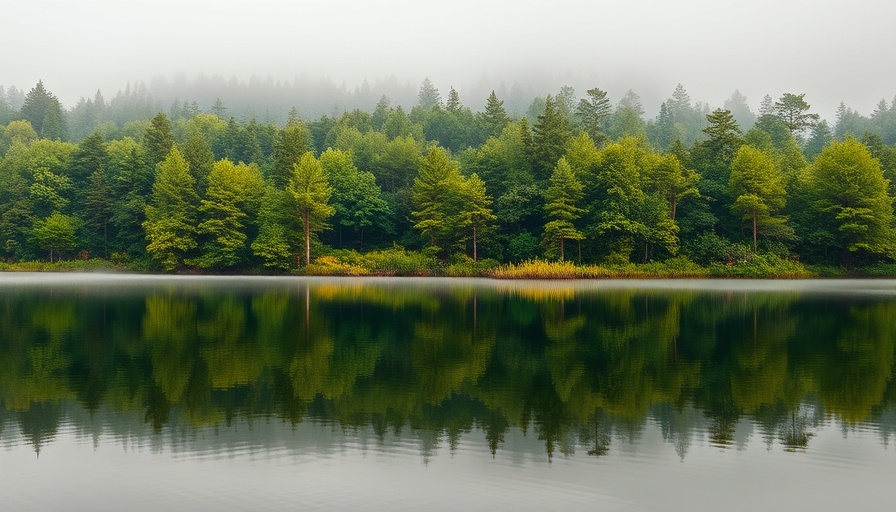 Digital Detox Benefits: Serene nature landscape with forest and lake.