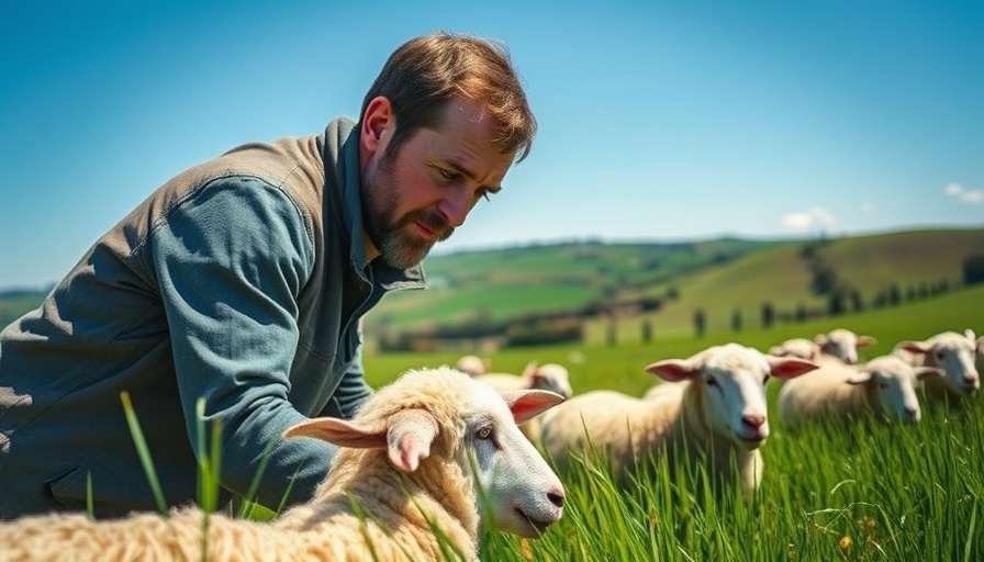 Support Welsh Farmers: Farmer tending sheep in lush Welsh hills.