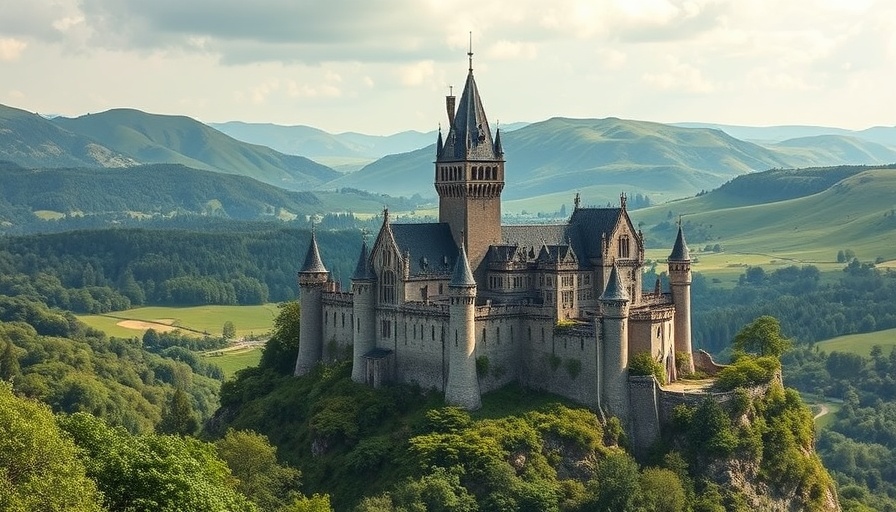 Medieval castle amidst lush greenery for local council community development.