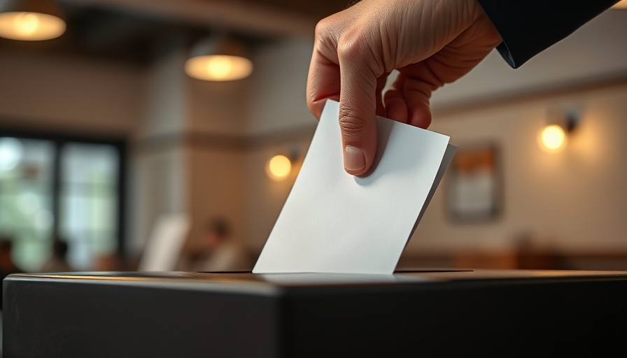 Close-up of a ballot box with missing polling cards, hand inserting paper.
