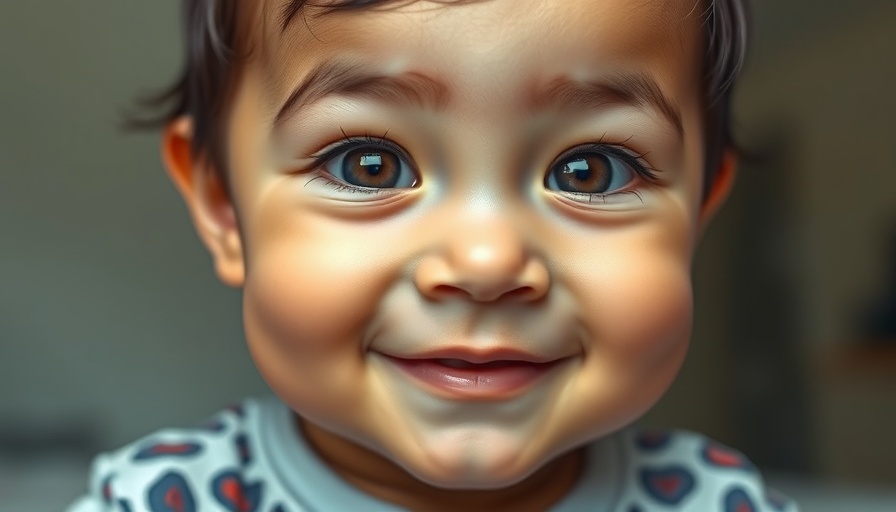 Close-up of child with white glow eye, smiling softly